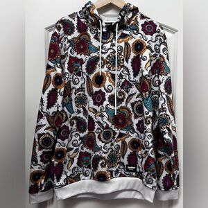 NWOT Freshhoods Paisley Print Hoodie, White, L
